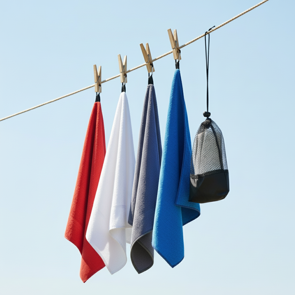 Microfiber Sports Towel in a Pouch (Towel with Carabiner)