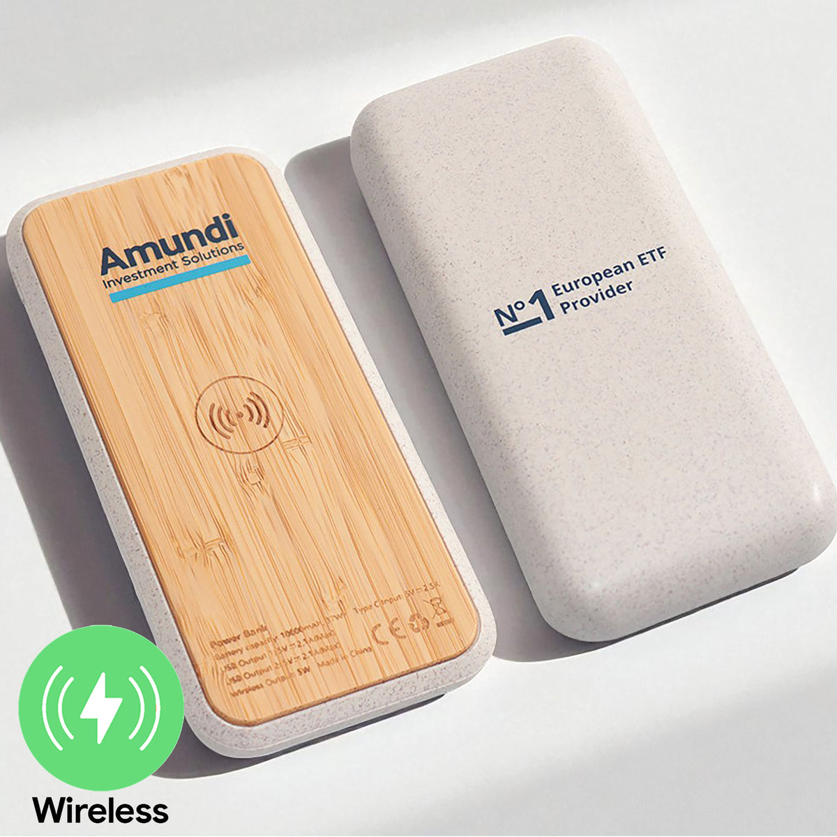 10,000mAh TerraCharge Bamboo Wireless Powerbank