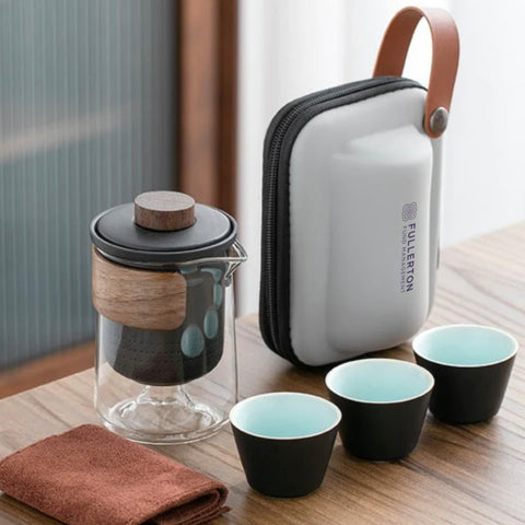 Glass Square Tea Set Portable Ceramic & Glass Tea Set – VisionGift