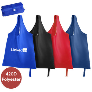 Premium Foldable Polyester Tote Bag (With Button Closure)