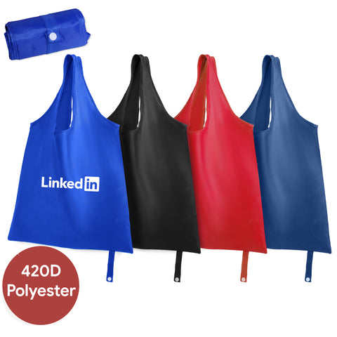 Premium Foldable Polyester Tote Bag (With Button Closure)