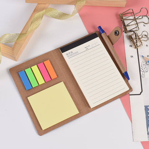 Lux Leather Notebook With Post It & Pen