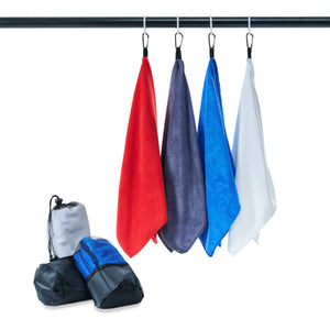 Microfiber Sports Towel in a Pouch (Towel with Carabiner)