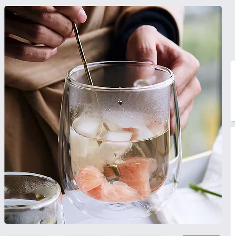 350ml Double Wall Thermal Glass Mug