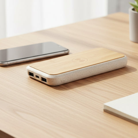 10,000mAh TerraCharge Bamboo Wireless Powerbank