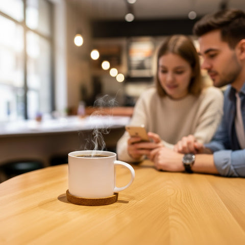 500ml Premium Ceramic Mug with Cork Coaster Set