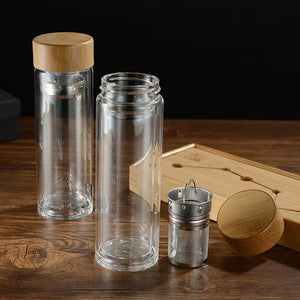 400ml Glass Bamboo bottle with Tea Infuser