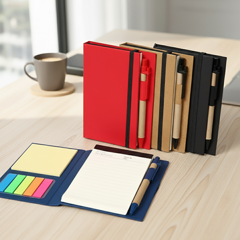 Eco-Friendly Notepad Set with Colour Tabs and Pen