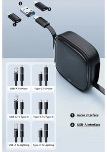 60W Data Cable Set with Retractable Charging Cable