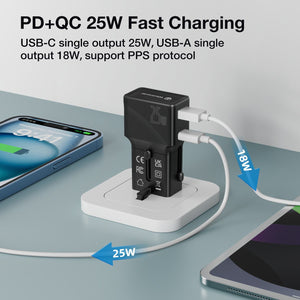25W Portable PD Travel Adaptor cum Wall Charger