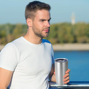 580ml Double Insulated Stainless Steel Tumbler with Lid (Straw friendly)
