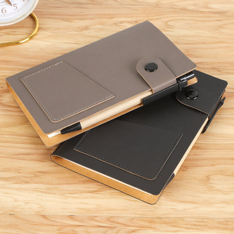 Lux Leather Notebook With Post It & Pen