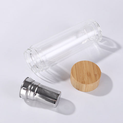 400ml Glass Bamboo bottle with Tea Infuser
