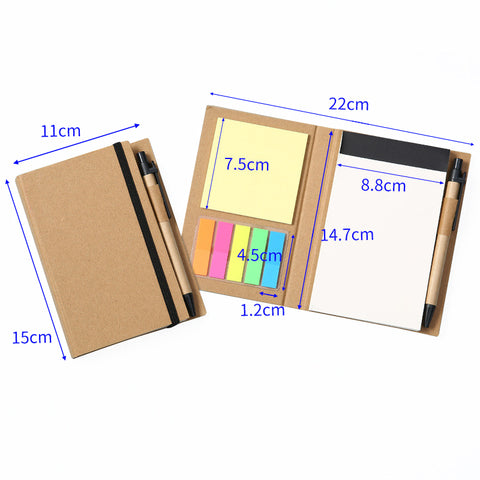 Eco-Friendly Notepad Set with Colour Tabs and Pen