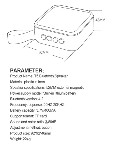 T5 Mini Wireless Bluetooth Speaker