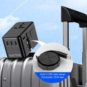 70W GaN Bon Travel Adapter with Retractable Cable