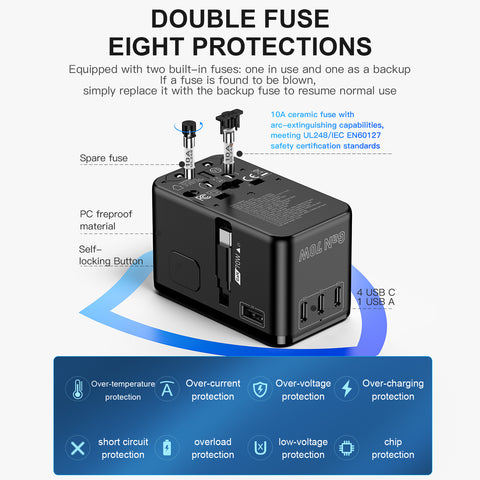 70W GaN Bon Travel Adapter with Retractable Cable
