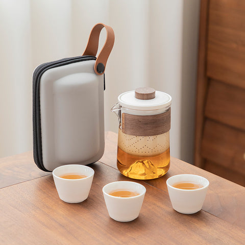 Portable Ceramic & Glass Tea Set