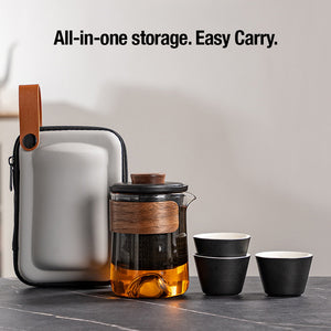Portable Ceramic & Glass Tea Set