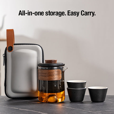 Portable Ceramic & Glass Tea Set