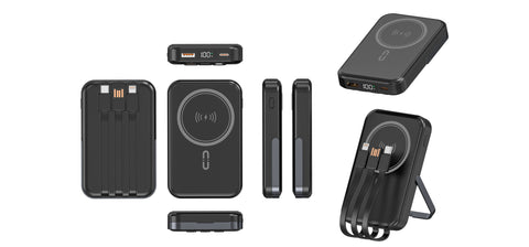 10,000mAh Supreme Magnetic Wireless Powerbank with Cables & Stand