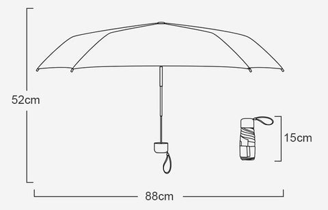 19'' Compact Lightweight Umbrella with UV Coating in Case